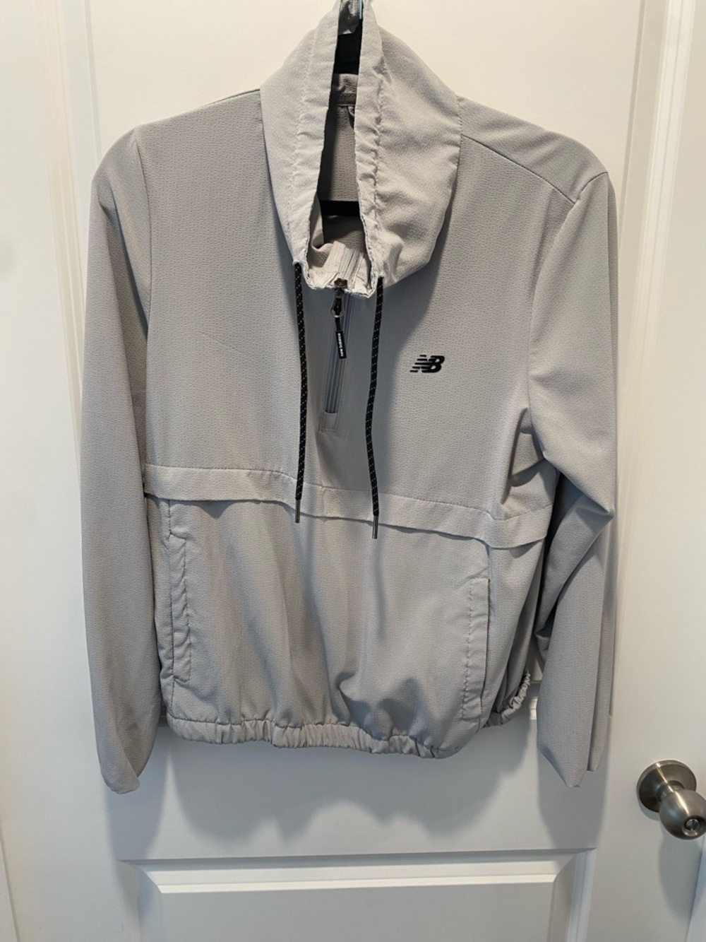 New Balance Cropped Half Zip Windbreaker Jacket Gray Size M
